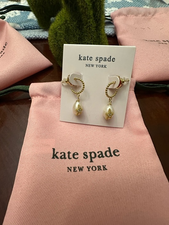 NWT Kate Spade NY Sea Star Pave &  Freshwater Pearl Starfish Charm Earrings - Picture 5 of 10